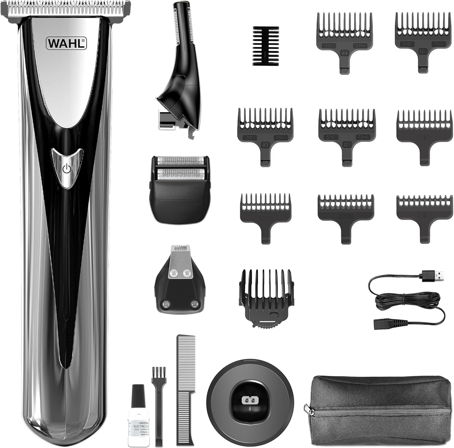 Wahl Elite 8in1 Multigroomer, Full Body Trimming, Washable Blade Heads, Nose Trimming, Ear Hair Removal, Long Life Battery, Perfect for Him, Easy Maintenance