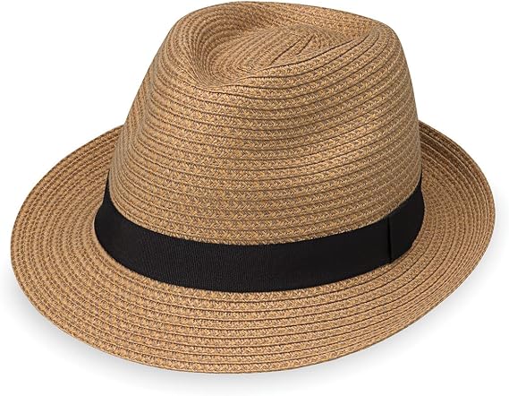 Wallaroo Hat Company Men's Justin Trilby Fedora Short Brim Sun Hat, Packable and Adjustable Sizing Classic Sun Hat