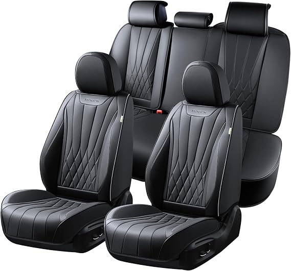 FLORICH Car Seat Covers Full Set, Black Seat Covers for Cars, Waterproof Front and Rear Car Seat Protectors, Universal Fit for Most Cars Sedans Trucks SUVs - Black