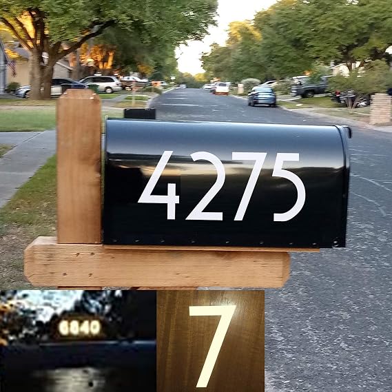 Reflective Mailbox Numbers Sticker Decal Die Cut Uzbek Style Vinyl Number 2" Self Adhesive 5 Sets for Mailbox, Signs, Window, Door, Cars, Trucks, Home, Business, Address Number