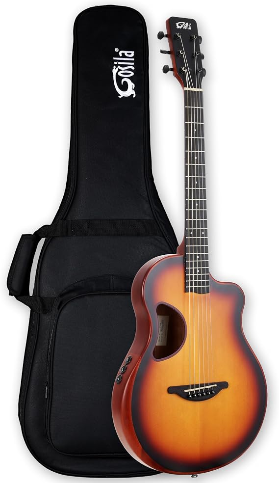 36-Inch Travel round-back guitar Acoustic Electric Guitar, Solid Sitka Spruce Top, Okoume Back and Sides, 2-Band EQ Pickup, Purple Heart Fingerboard and Bridge Matte Sunburst Finish
