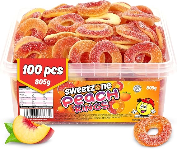 Sweetzone Fizzy Peach Rings 800g 100pcs