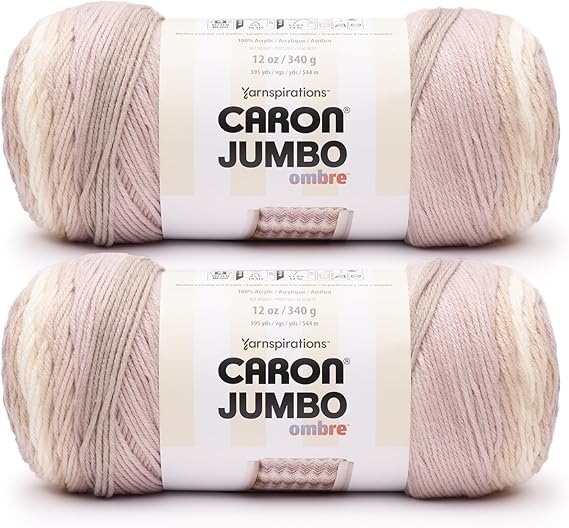 Caron CAR Jumbo Ombre Carrara Marble Yarn - 2 Pack of 340g/12 oz - 100% Acrylic - #4 Worsted (Medium) - 595 Yards - Knitting/Crochet