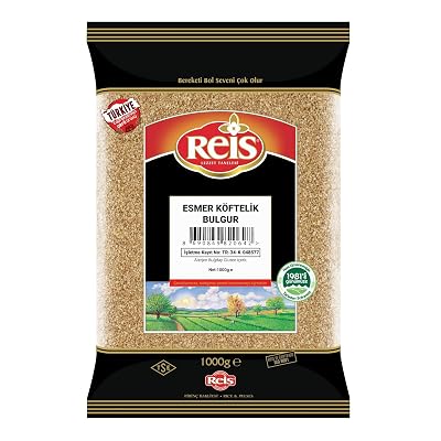 Reis Brown Fine Bulgur, Wheat Berries, Bulgur Wheat for Meatballs & Salads, Turkish Grocery Foods, High Fiber & Protein Cereal, Whole Grain Bag, Non-GMO, Bulk, Vegan, Halal, 2.2 Lbs 1000g