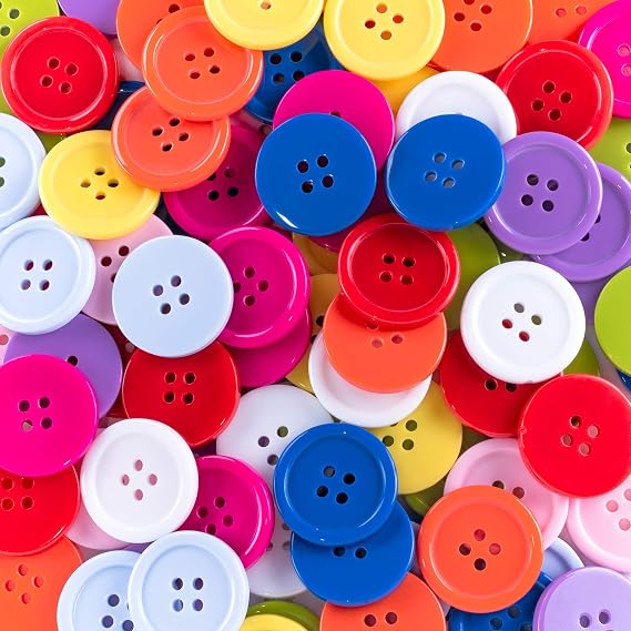 Super Z Outlet 100 Pack 1 Inch Buttons Flatback Sewing Colored for Arts & Crafts, Fashion Clothing, DIY Projects (Assorted)