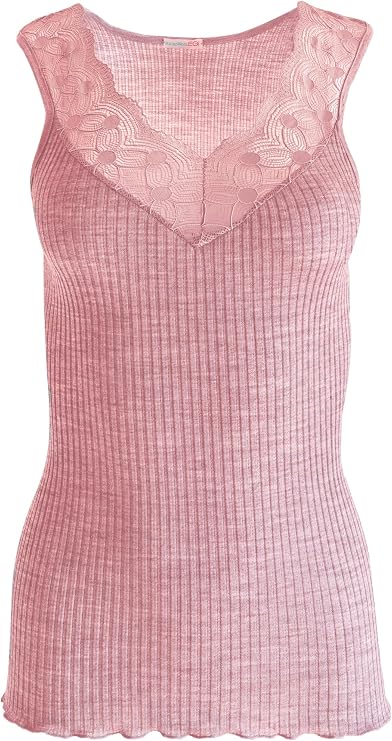 EGI Exclusive Collections Women's Merino Wool Blend Lace-Trimmed Tank Top. Proudly Made in Italy.