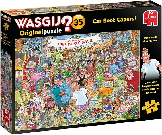 Wasgij Original 35, Car Boot Capers - 1000 Piece Jigsaw Puzzles for Adults - Fun, Challenging & Brainteasing Adults Jigsaw Puzzle - Uncover the Puzzle - 100% Recycled Cardboard - 1000pcs - Jumbo