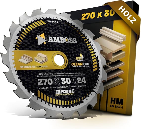 AMBOSS WERKZEUGE HM Circular Saw Blade 270 x 30 Z24 Interchangeable Teeth for Wood Cut to Size 270 mm for Scheppach Forsa 3.0 Precisa 4.0 Makita HS0600 5103R DeWalt DWS777 etc.