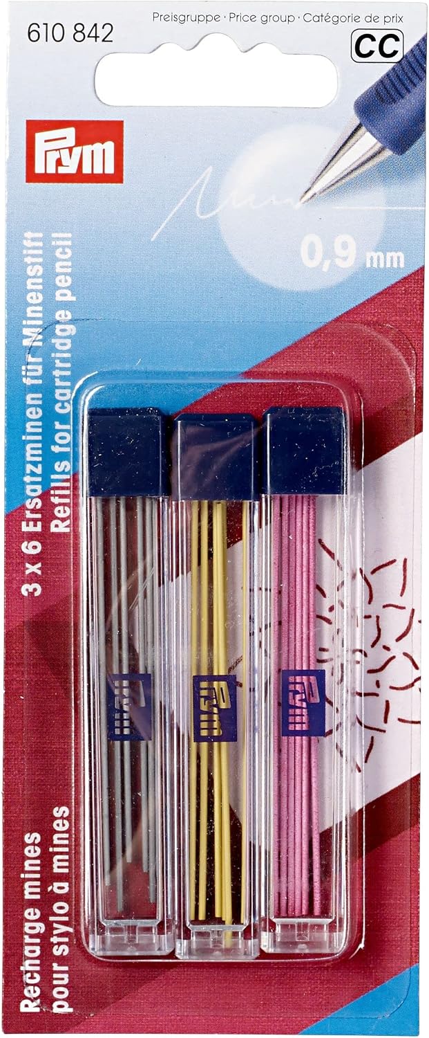 Prym Cartridge, Assorted, 0.9mm Fabric Marking Pencil Refills, 0,9mm, Yellow