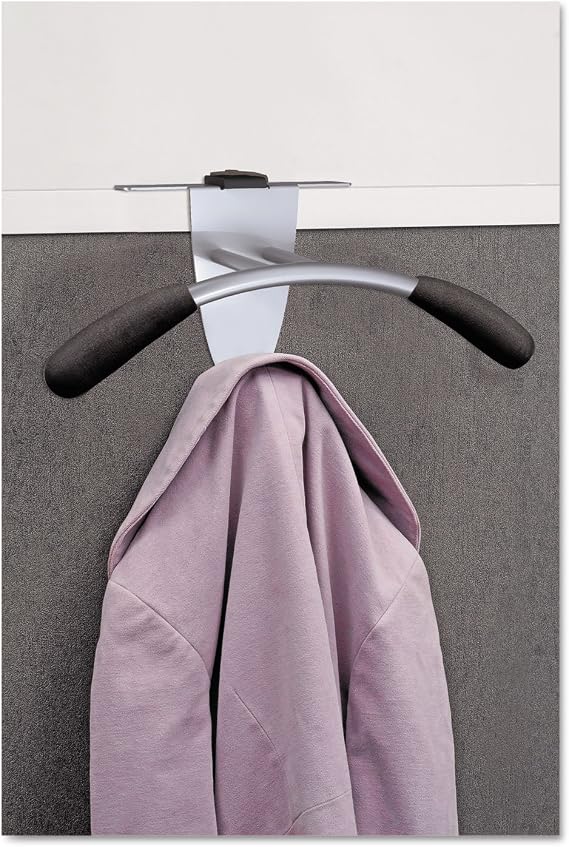 ALBA PMMOUSPART Hanger Shaped Partition Coat Hook, Silver/Black, 15 x 4 1/2 x 7 7/8