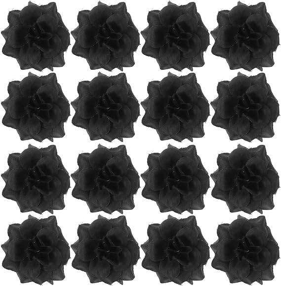 DOITOOL 50Pcs Black Roses Artificial Flowers, Stemless Artificial Rose Heads Fake Roses Heads for DIY Craft Wedding Halloween Party Home Decor