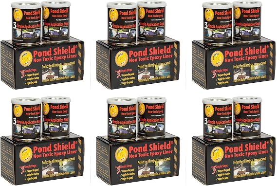 Pond Shield Pond Armor SKU-BLACK-QT6P Black 1.5 Quart kit 6 Pack Non-Toxic epoxy Coating