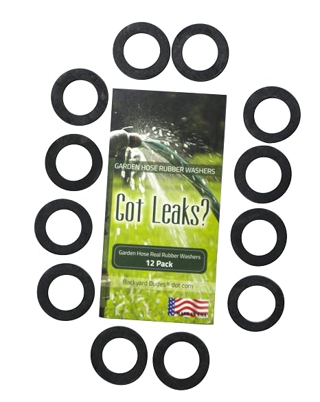 Backyard Dudes Professional-Grade Garden Hose Real Rubber Washers, Gardening Nozzle Connector Seal Stops Leaks - O Rings Gasket Firmly Set Inside Fittings & Garden Hose Washers Connector - 12 Pack