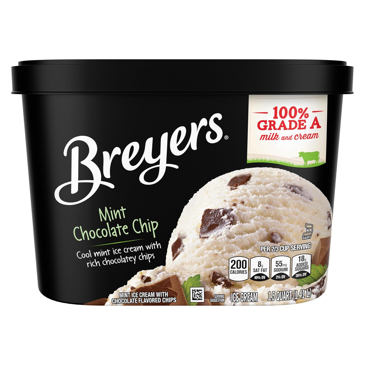 Breyers Ice Cream for a Delicious Frozen Treat Mint Chocolate Chip Made with 100% Grade A Milk & Cream 48 oz