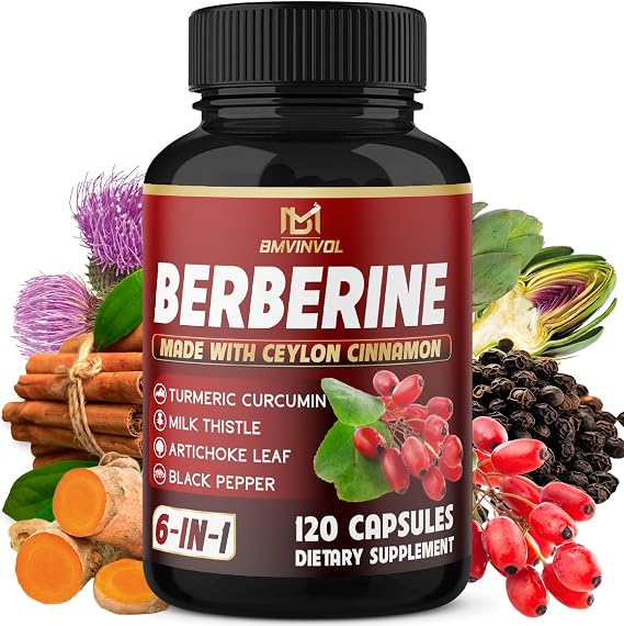 Berberine, Ceylon Cinnamon, Turmeric, Milk Thistle, Artichoke, Black Pepper - 120 Capsules for Digestion, Immunity [4-Month Supply]
