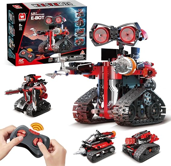 4-in-1 RC Robot Building Kit, STEM Robotics for Kids Ages 8-12, 533 PCS
