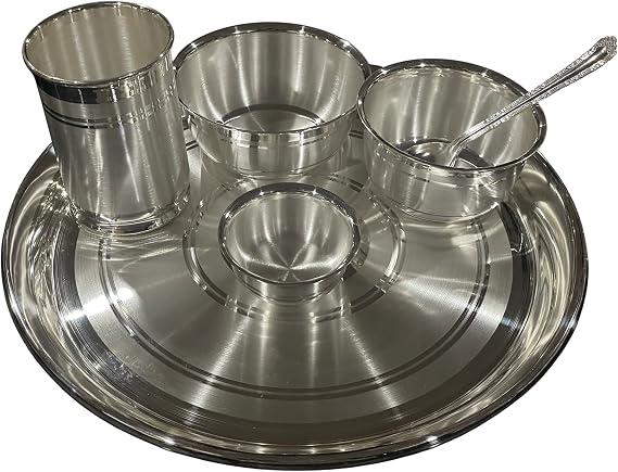 999 Pure Silver 11.0 Inch Certified (Hallmarked) Light Weight Western Plate Dinner Set - Set#05