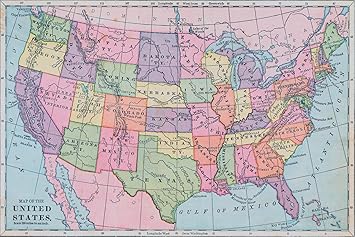 AllPosters Wall Giclee Print Map of the United States of America, 18x12