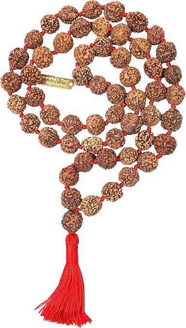 Rudraksha mala Beads necklace Rudraksh Japa 5 Mukhi ( 5 Face ) Hand Knotted Prayer Beads Sizes 6mm 8mm 10mm 12mm Energized Chakra mala w/ Pouch (12MM KNOTTED HALF MALA (54+1) BEADS)