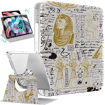 Rotating Case for iPad 9th/8th/7th Generation,iPad 10.2 inch Case Smart Folio iPad 2021/2020/2019 Cover,360 Degree Rotating Protective, Pencil Holder, Auto Sleep/Wake Up, Pharaoh