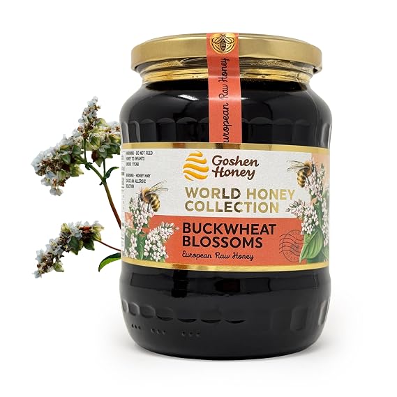 Goshen World Honey Collection - Buckwheat Blossoms from Russia - Raw, Rare and Sustainable Floral Sources - Derived from Natural Flower Nectar with Antioxidants - Nature's Sweetener - 32oz