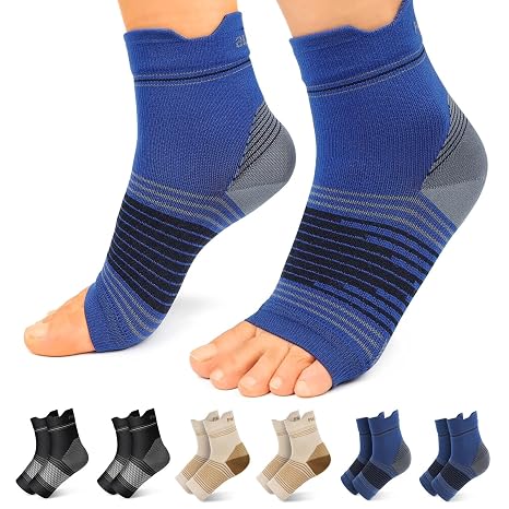 6 Pairs Plantar Fasciitis Socks for Men & Women, Ankle Brace Compression Socks with Arch Support for Achilles Tendonitis, Heel Pain, Swelling & Arthritis Relief, Black, Nude, Navy, Small