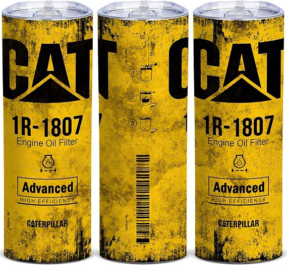 ATHAND Funny Tumbler for Men,Yellow CAT 1R 1807 Engine Oil Filter Tumbler