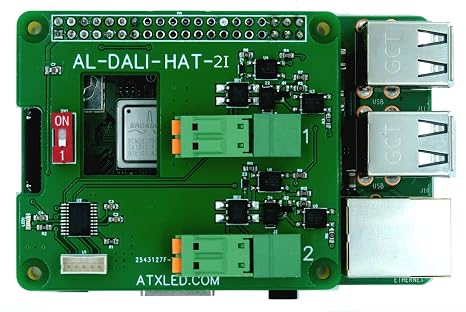 Raspberry Pi Hat DALI Master - Manage up to 64 Lights Each on 2 DALI busses with Your Pi. (Pi not Included). Works with All Pi 3B and 4 Models, Supports DT8 Also