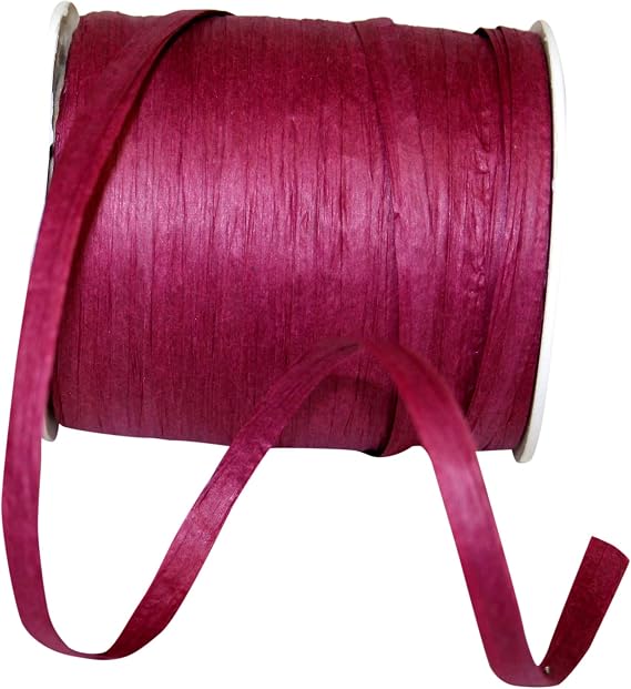 Reliant Ribbon Paper Raffia Ribbon, 1/4 Inch X 100 Yards, Burgundy