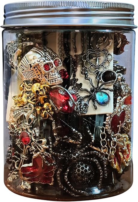 Gothic Mystery Jewelry Jar, 34-36 PCS Witchy Jewelry Surprise Set