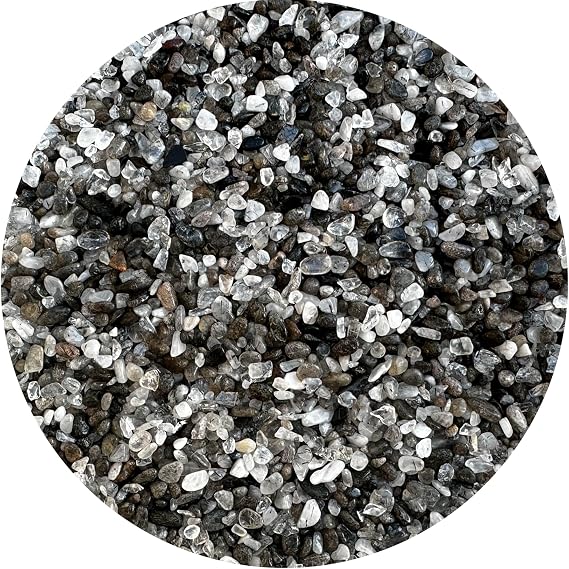 GAF TREASURES 0.5 Pound Natural Semi Tumbled Black Tourmaline with Quartz Gemstone Chips, Crushed Tourmaline Quartz Mini Crystals, Undrilled Crystal Chips (Black Tourmaline with Quartz)