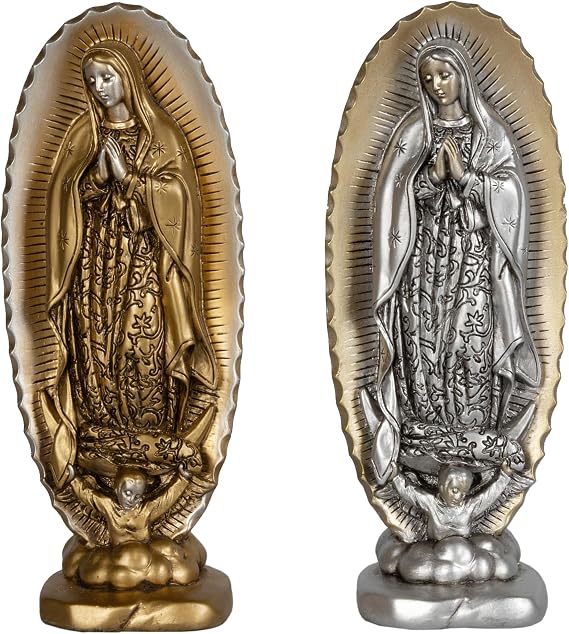Grace4Joy Virgen de Guadalupe Statues - 2 Pack Our Lady of Guadalupe Statue Religious Home Decor, 4.8 Inches Mexican Virgin Mary Statue Catholic Gifts for Women