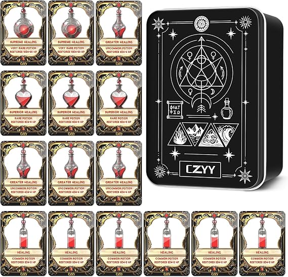CZYY DND Healing Potion Token Set, 15 Acrylic Liquid Cards for Tabletop RPG