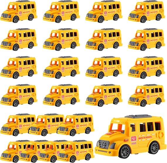 Blueweenly 24 Pcs Pull Back Mini School Bus Toy 3.9 Inch, Classic