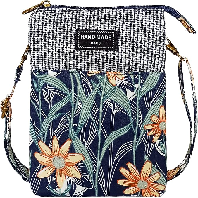 LassZone Canvas Cute Crossbody Bags for Women Mini Shoulder Handbag Cell Phone Purse Wallet Leaves Pattern Coin Pouch