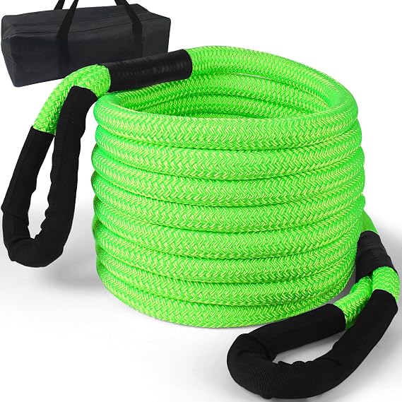 3/4"20 ft Kinetic Recovery Rope Green,19200LBS Offroad Power Heavy-Duty Vehicle Kinetic Tow Rope,for Jeep car Truck ATV UTV SUV