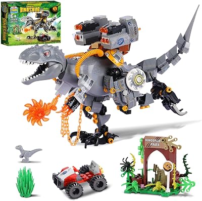 QLT QIAOLETONG Dinosaur Toys Building Kit, Dinosaur, 560 Pcs STEM Building Blocks for Kid, Cool and Movable Dinosaurs Building Kit Gift for Boys Age 6-10