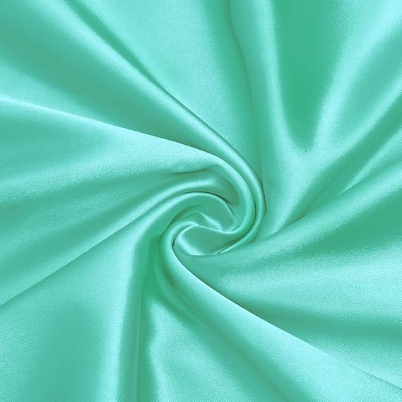 VACVELT Aqua Satin Fabric by The Yard 60 Inch Wide (1 Yard)