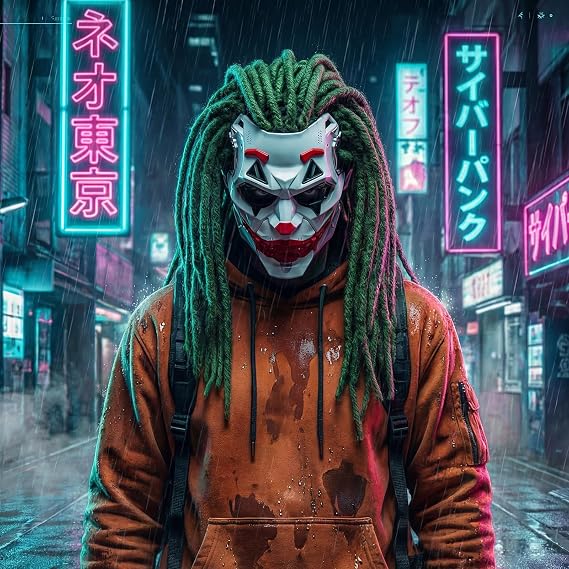 Palyaço Joker cadılar bayramı maskesi Mech tarzı Dreadlocks yetişkin kostüm film katili korkutucu maskeler parti Cosplay için