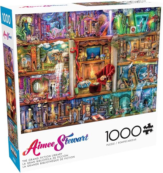 Buffalo Games Aimee Stewart The Grand Fiction Library 1000 Piece Jigsaw Puzzle - Large, Multicolor, Cardboard - Puzzles for Adults 1000 Pieces - Poster Included - Display Ready