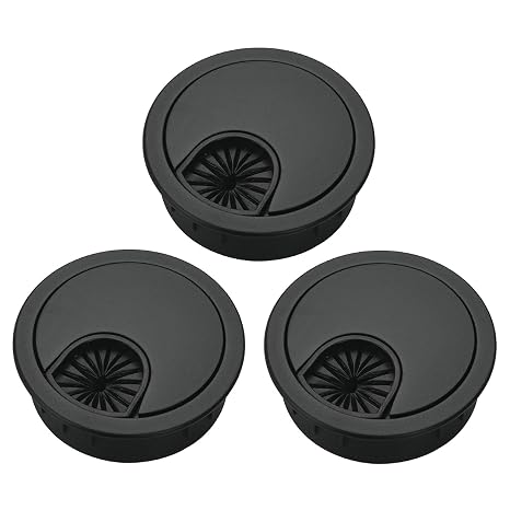 3Psc Desk Grommet,Cable Cord Hole Cover for Home and Office,Metal Zinc Alloy Materilal 50mm (Black, 2 Inchs)