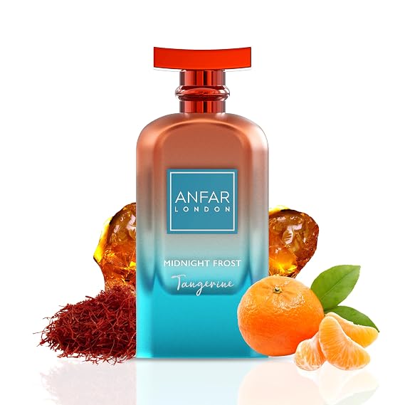 ANFAR LONDON Midnight Frost Tangerine Eau de Parfum 100ml Dubai Perfume for Men, Long Lasting Citrus Amber Musk Fragrance, Luxury Arabian Cologne