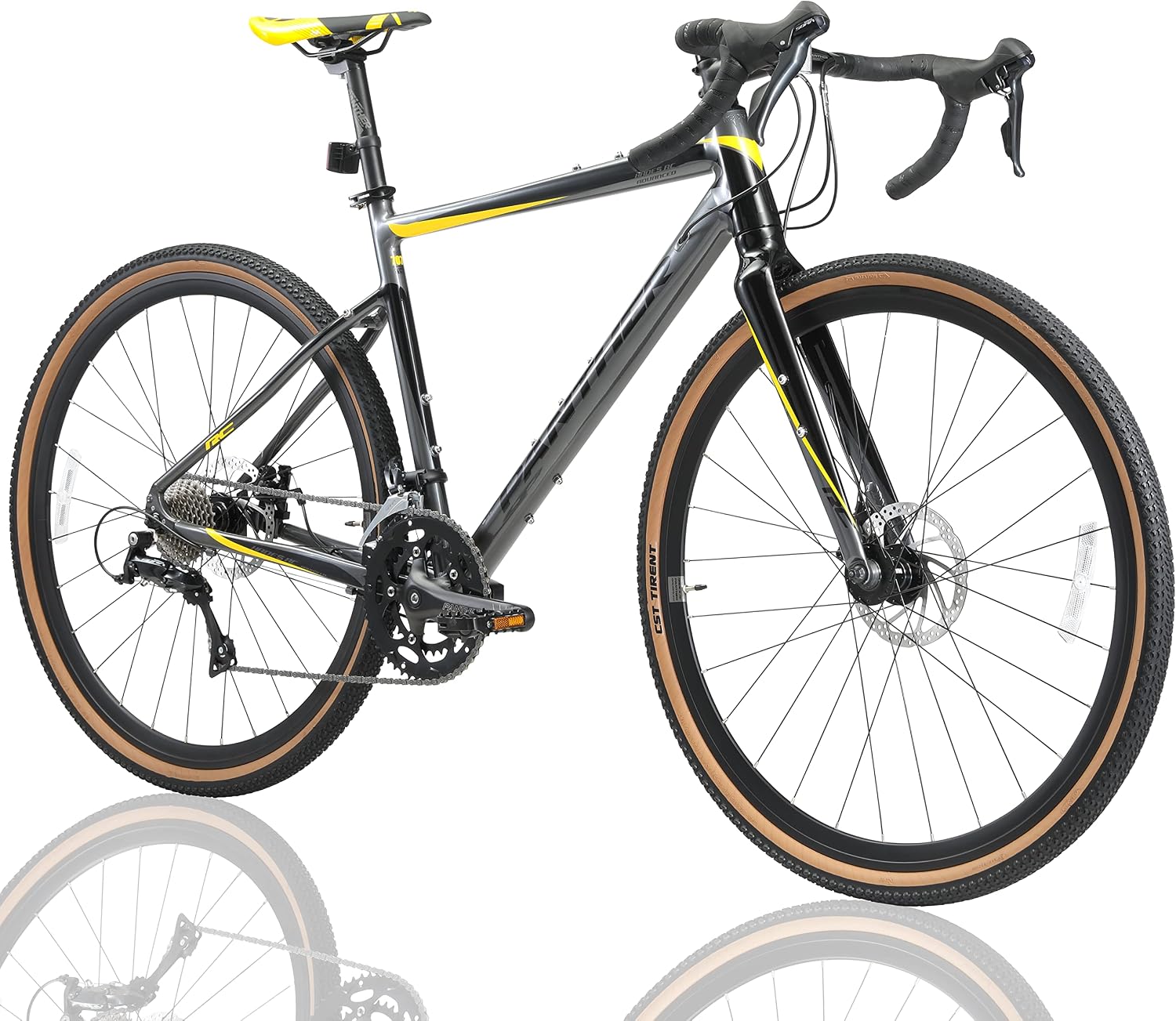 PANTHER Gravel Bike, Hades Series, Shimano Sora 18 Speed, STI Dual Control Lever, Ultra Lightweight, Variable All Aluminum Frame, 40C Gravel Tires, Front and Rear Wheels, Quick Release System, Flare