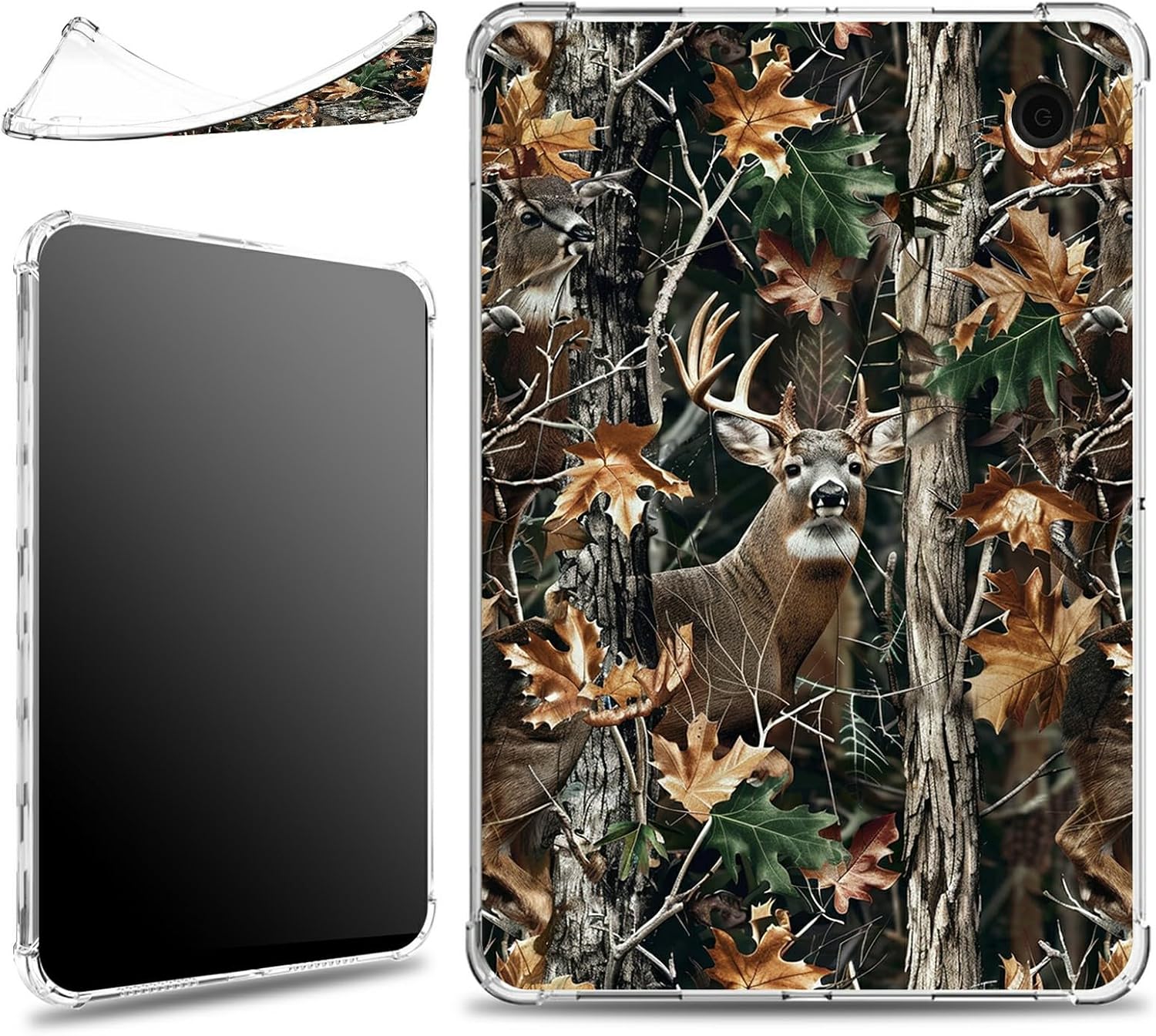 for 7" Kobo Libra Color (2024 Release) / Kobo Libra 2 (2021 Release) Case, Soft Lightweight Military-Grade Corners Shockproof Clear Case for Kobo E-Reader 2024, Camo Tree Deer