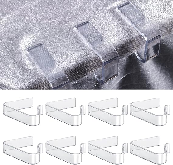LUTER 8pcs Plastic Tablecloth Clips, Transparent, 0.7-1.4 inch Thickness, ABS Material, Table Cover Clips for Home, Party, Picnic, Wedding, Buffet, Indoor/Outdoor Camping
