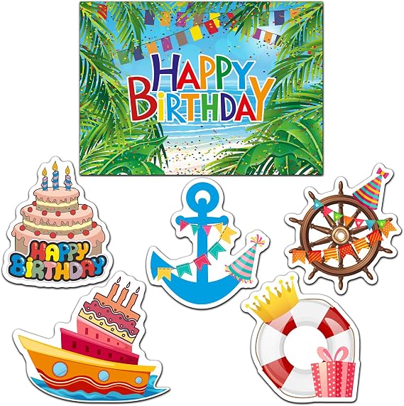 Kanayu 6 Pcs Large Birthday Cruise Door Decoration, Classic Style