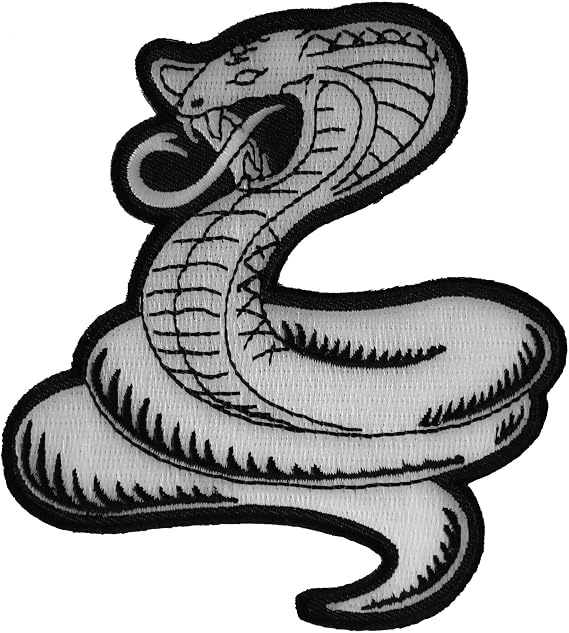 Cobra White Patch - 3.5x4 inch. Embroidered Iron on Patch (P6224)