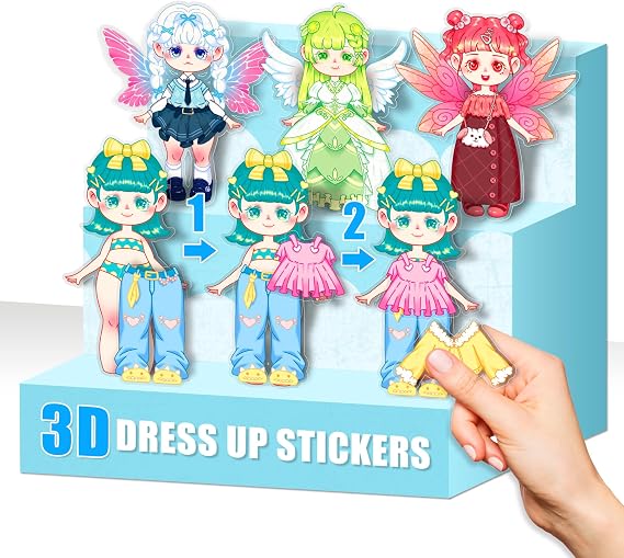 DIY Dress-Up Stickers for Kids, 40pcs Stand-up Stickers for Girls, Teens, Novel Garage Kit Stickers for Laptop, Water Bottles, AXZ-M39