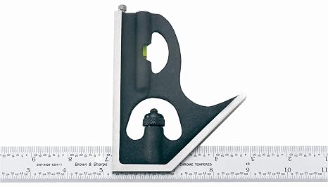 Brown & Sharpe 599-401-1204-1 Chrome Finish Combination Square Set, 12" Blade Length