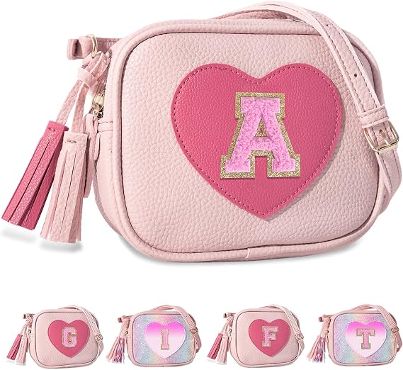 UIXIZQ Personalized Toddler Purse for Girls 210, Cute Little Girl Purse & Kids Wallet, Small Initial Shoulder Crossbody Bag, Birthday & Christmas Gift for Daughter(Pink,A)